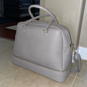 Stackers Weekender Tote Bag Taupe with Stackers Hanging Toiletry Bag Taupe